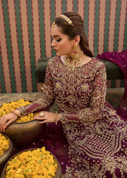 New Regal Plum Embroidered Pakistani Wedding Dress Kameez Trousers 2023