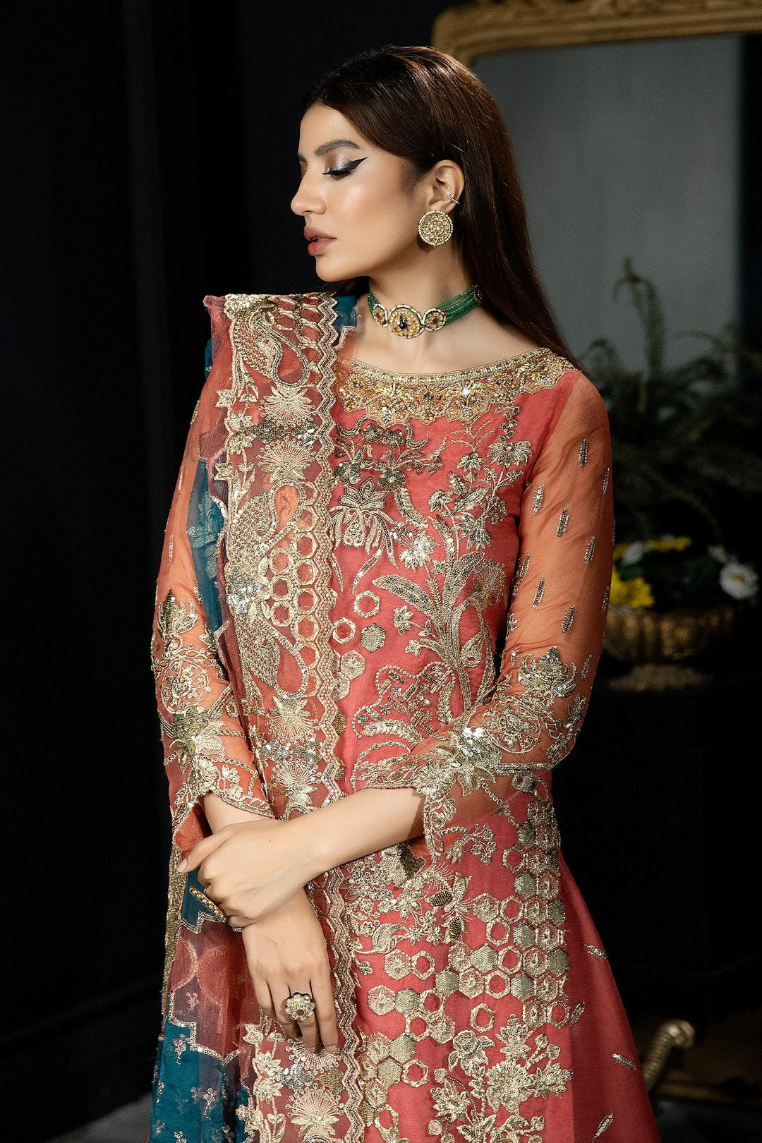New Rose Pink Embroidered Pakistani Wedding Dress in Gharara Kameez Style 2023