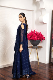 New Royal Blue Embroidered Pakistani Pishwas Dupatta Party Wear 2023