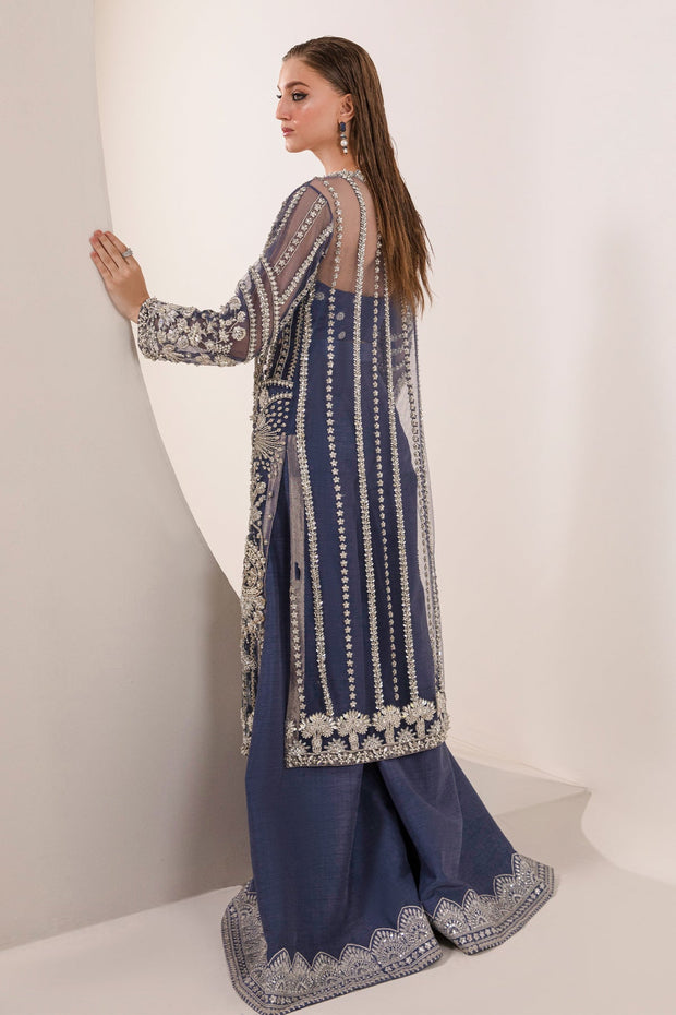 New Royal Blue Heavily Embellished Pakistani Wedding Wear Kameez Sharara 2023