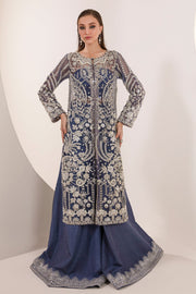 New Royal Blue Heavily Embellished Pakistani Wedding Wear Kameez Sharara