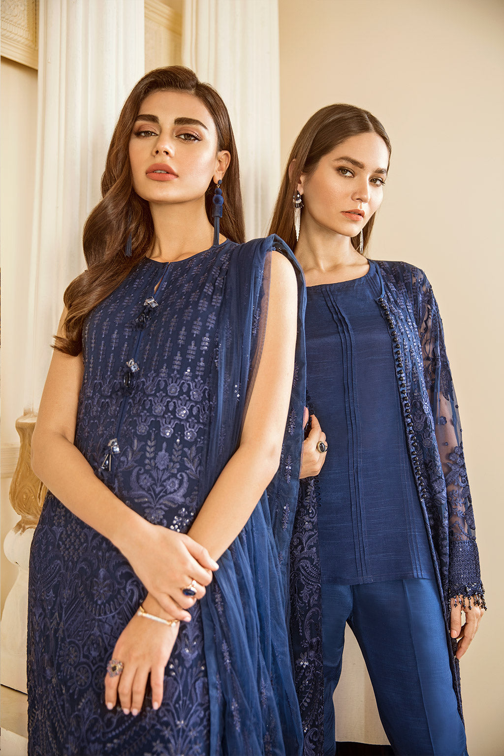 Blue Embroidered Pakistani Salwar Kameez Party Dress Nameera by Farooq — free download