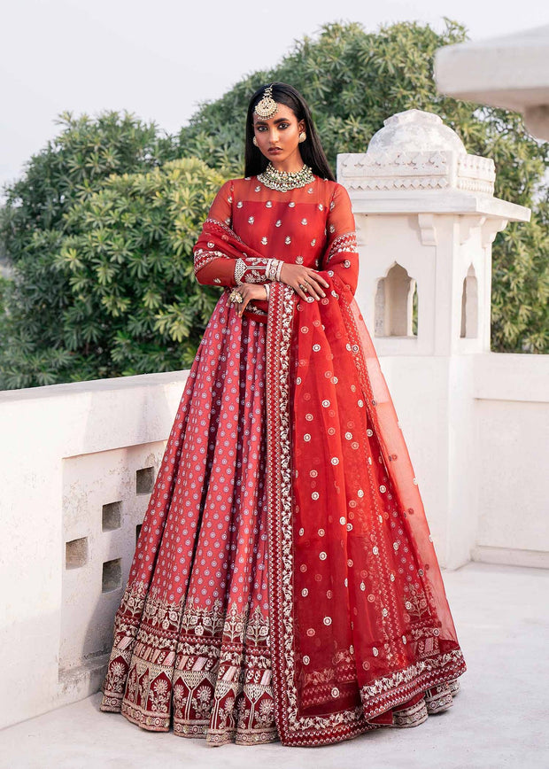 New Royal Crimson Red Embroidered Pakistani Wedding Dress Pishwas Frock