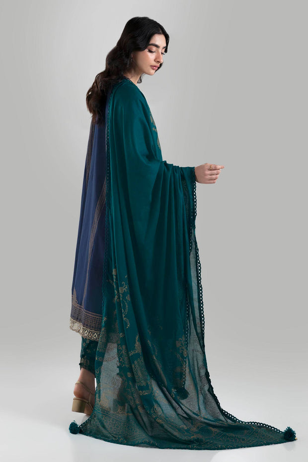 New Royal Navy Blue Ready To Wear Lawn Basic A Line Pakistani Salwar Suit 2024