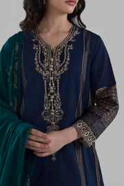 New Royal Navy Blue Ready To Wear Lawn Basic A Line Pakistani Salwar Suit