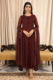 New Rusty Brown Shade Embroidered Pakistani Party Wear Long Frock