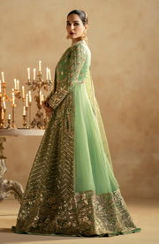 New Sea Green Embroidered Pakistani Wedding Dress Gown Style Pishwas