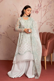 New Silver Heavily Embellished Pakistani Kameez Sharara Dupatta Party Dress 2023