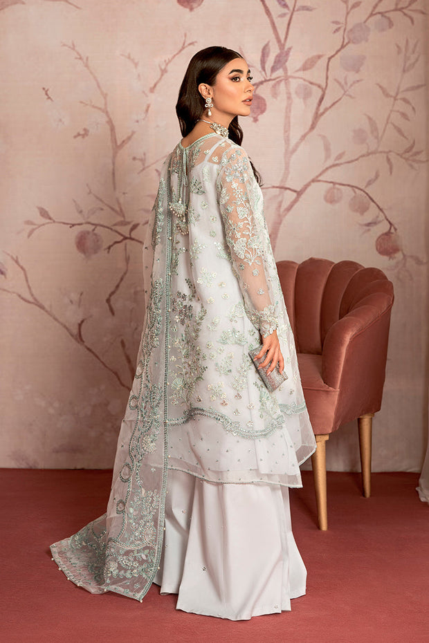 New Silver Heavily Embellished Pakistani Kameez Sharara Dupatta Party Dress
