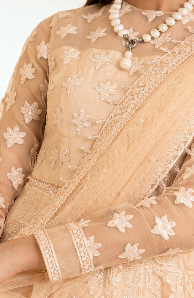 New Skin Embroidered Pakistani Wedding Dress in Elegant Pishwas Frock Style 2023
