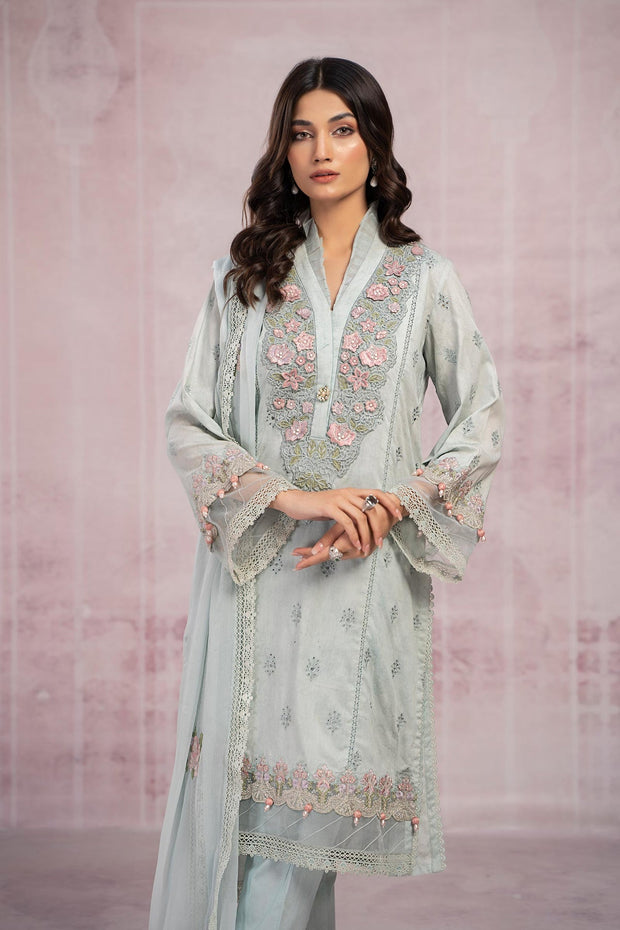 New Sky Blue Embroidered Pakistani Salwar Kameez with Dupatta Salwar Suit