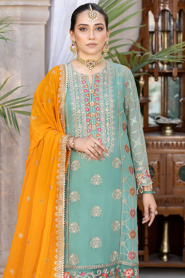 New Sky Blue Heavily Embroidered Pakistani Kameez Salwar Suit Dupatta