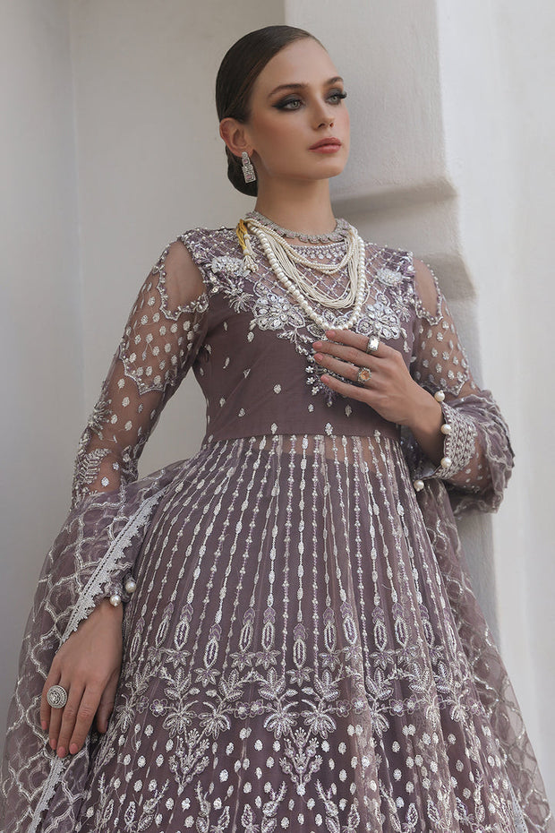 New Smoke Purple Heavily Embroidered Pishwas Pakistani Wedding Dress 2023