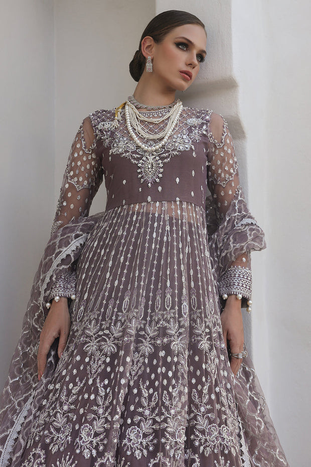 New Smoke Purple Heavily Embroidered Pishwas Pakistani Wedding Dress