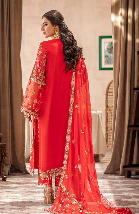 New Stunning Red Embroidered Pakistani Salwar Kameez Wedding Dress