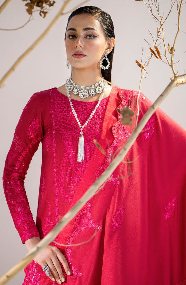 New Stunning Shocking Pink Embroidered Pakistani Salwar Kameez Suit