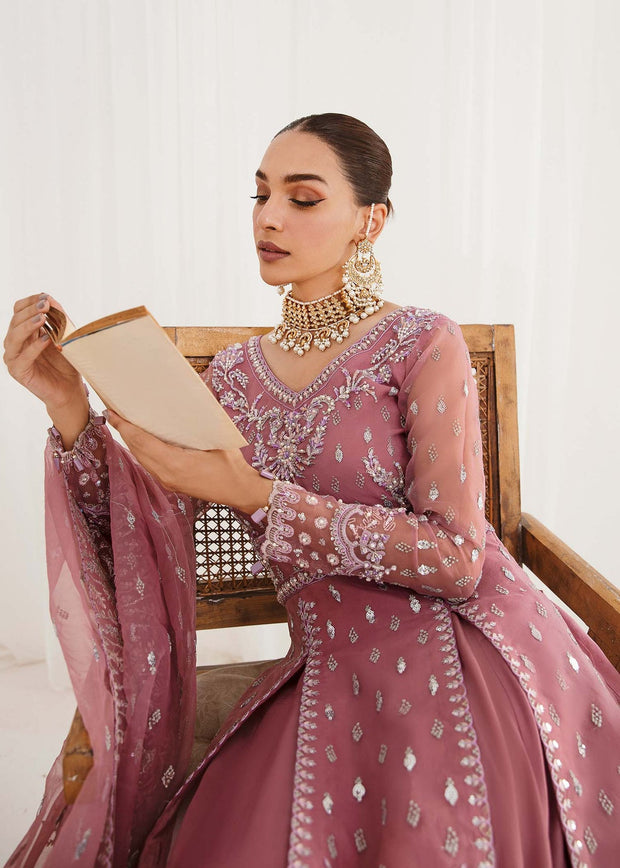 New Tea Pink Embroidered Pakistani Wedding Dress in Gown Sharara Style 2023