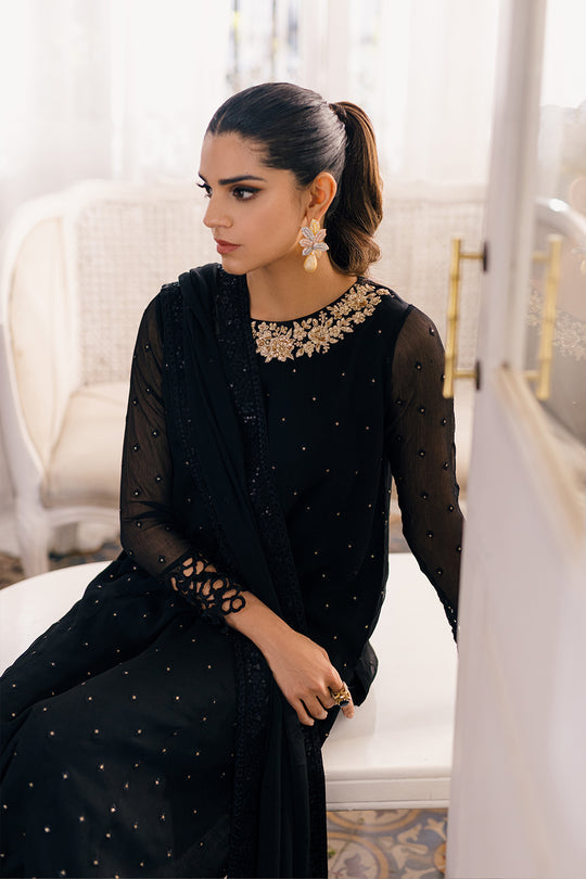 Black 'Raven Chic' Chiffon | Pakistani Dresses | BrandAffection UK XL Black 'Raven Chic' Chiffon | Pakistani Dresses | BrandAffection UK XL