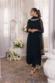 New Traditional Black Chiffon Embroidered Pakistani Salwar Kameez Suit