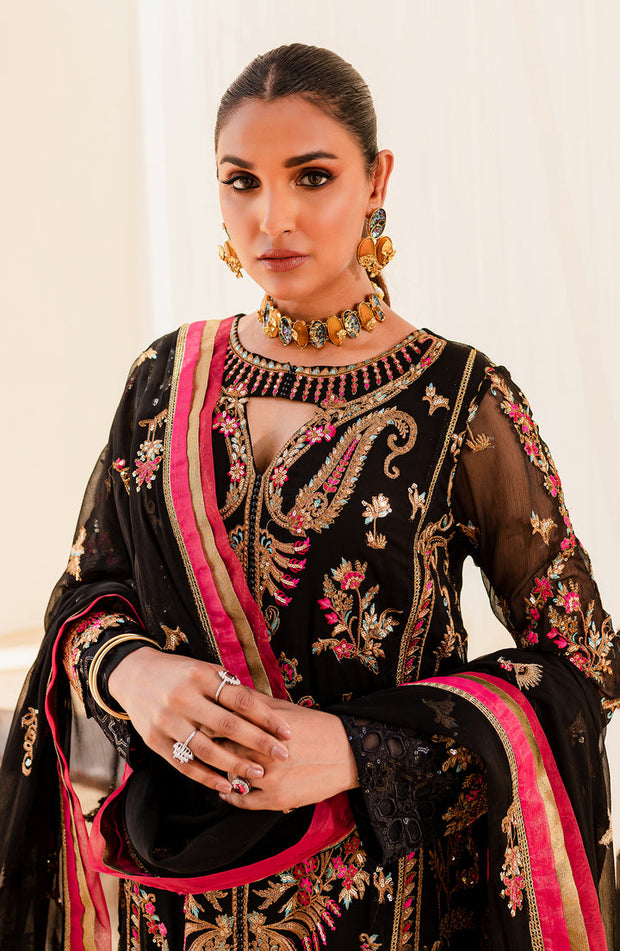 New Traditional Black Embroidered Pakistani Salwar Kameez Dupatta Suit  2023