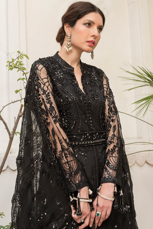 New Traditional Black Net Embroidered Pakistani Salwar Kameez Party Dress