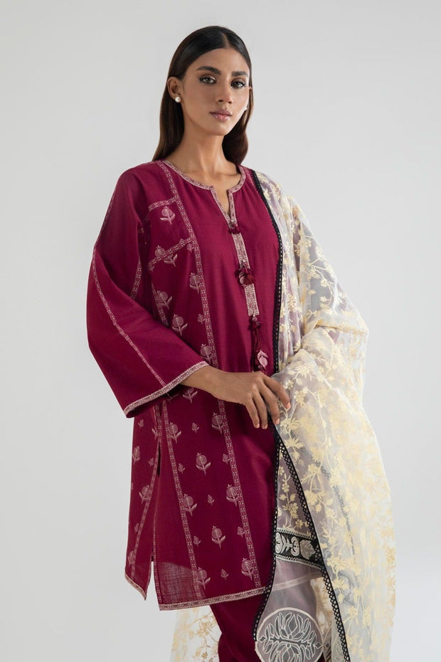 New Traditional Pakistani Salwar suit in Magenta Kameez Salwar Dupatta