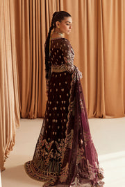Traditional Pakistani Wedding Dress Pishwas Style in Rust Brown Color