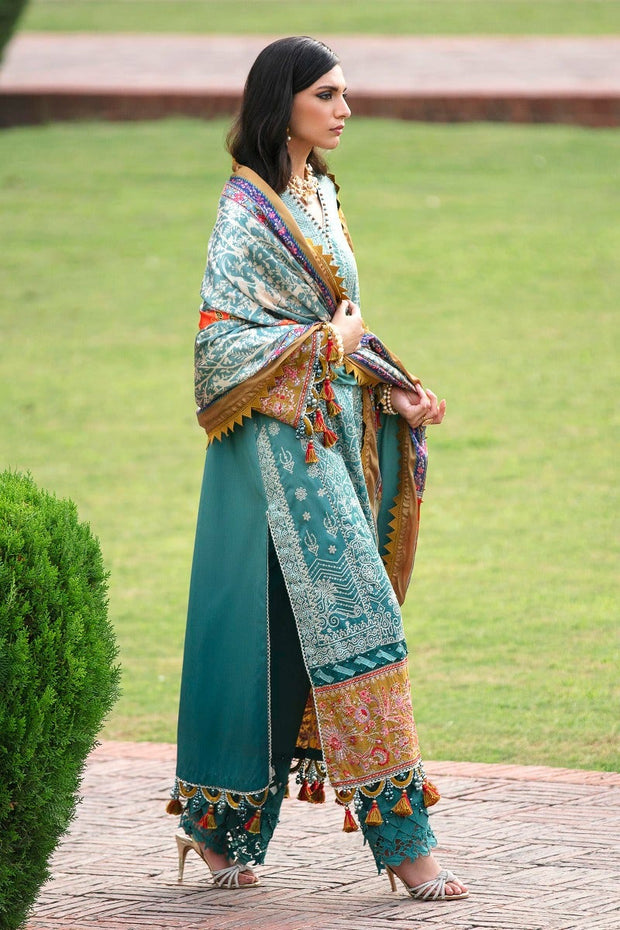 New Traditional Sea Green Embroidered Pakistani Kameez salwar Suit Dupatta