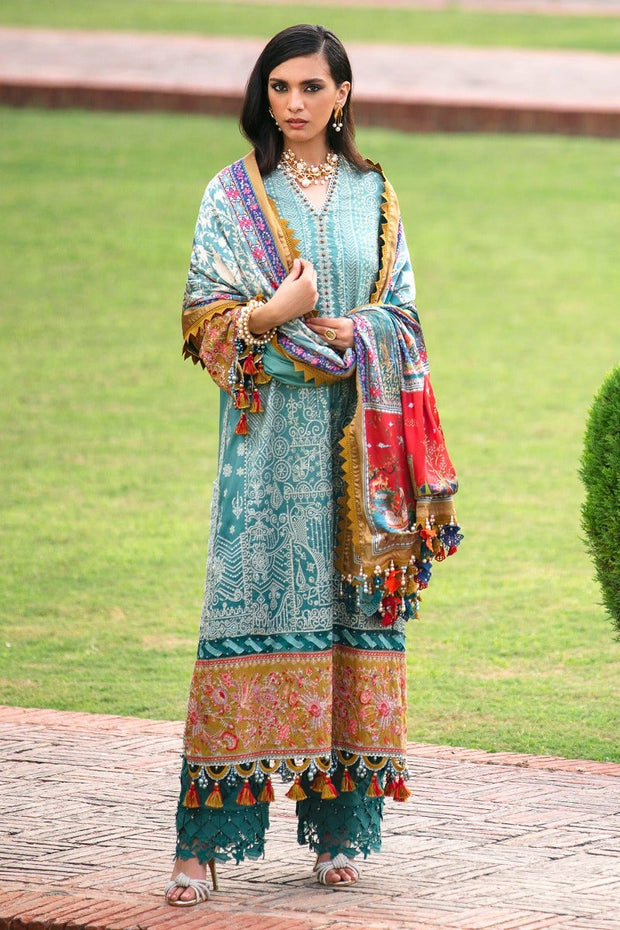 New Traditional Sea Green Embroidered Pakistani Kameez salwar Suit