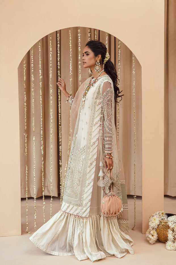 New White Heavily Embellished Pakistani Kameez Sharara Wedding Dress