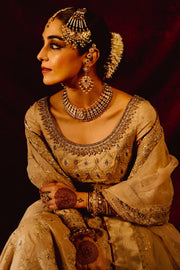 Nikkah Dress in Pishwas Frock and Raw Silk Lehnga Style Online