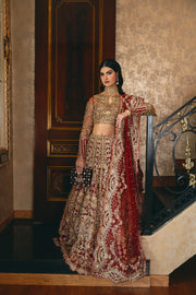 Scarlet Red Pakistani Bridal Dress with Intricate Embroidery