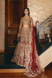 Scarlet Red Pakistani Bridal Dress with Intricate Embroidery