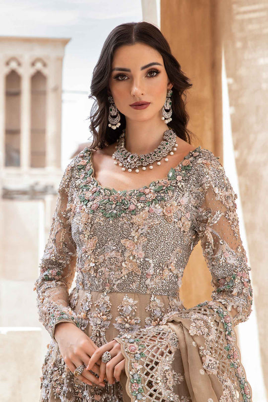 Nude Peach Lehenga Skirt Gown Pakistani Bridal Dress