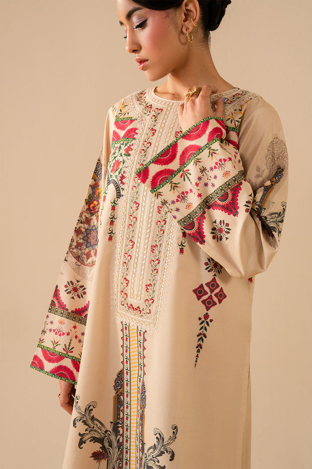 Cream Lawn Embroidered Shirt And Trouser Pakistani Party Dress