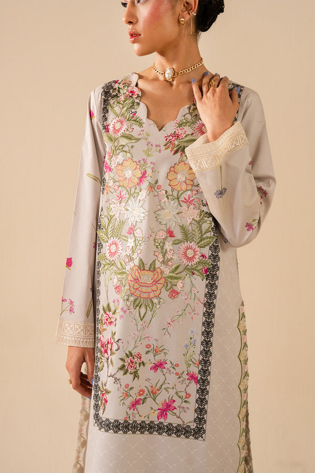 Grey Printed Lawn Pakistani Designer Dress