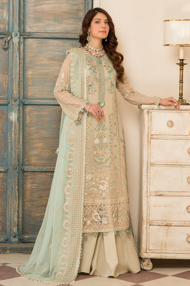 OFF White Embroidered Pakistani Salwar Kameez Dupatta Party Dress