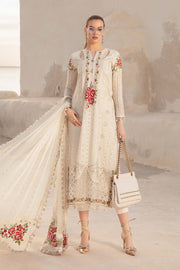 Off White Embroidered Maria B Unstitch Lawn Pakistani Salwar Suit