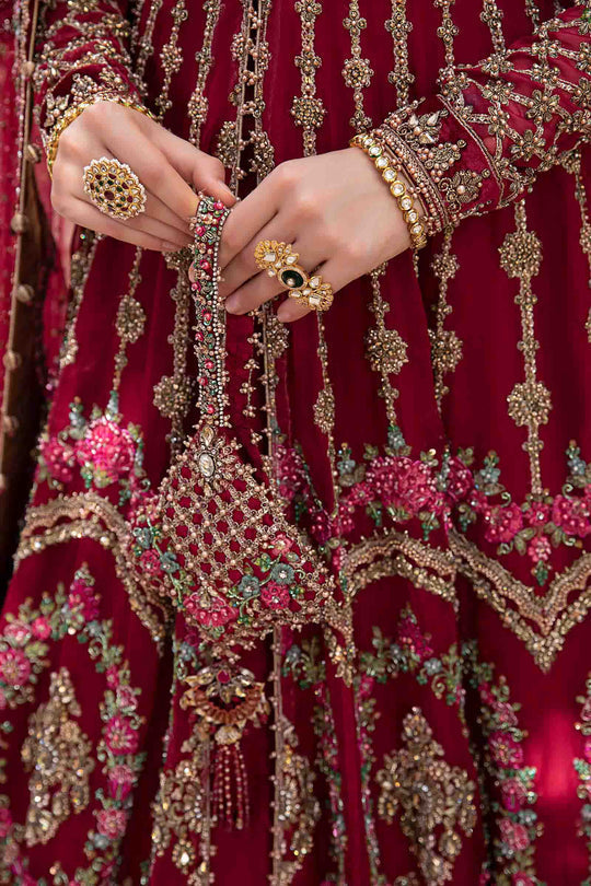 Pakistani Bridal Dress - Open Gown with Lehenga Dupatta