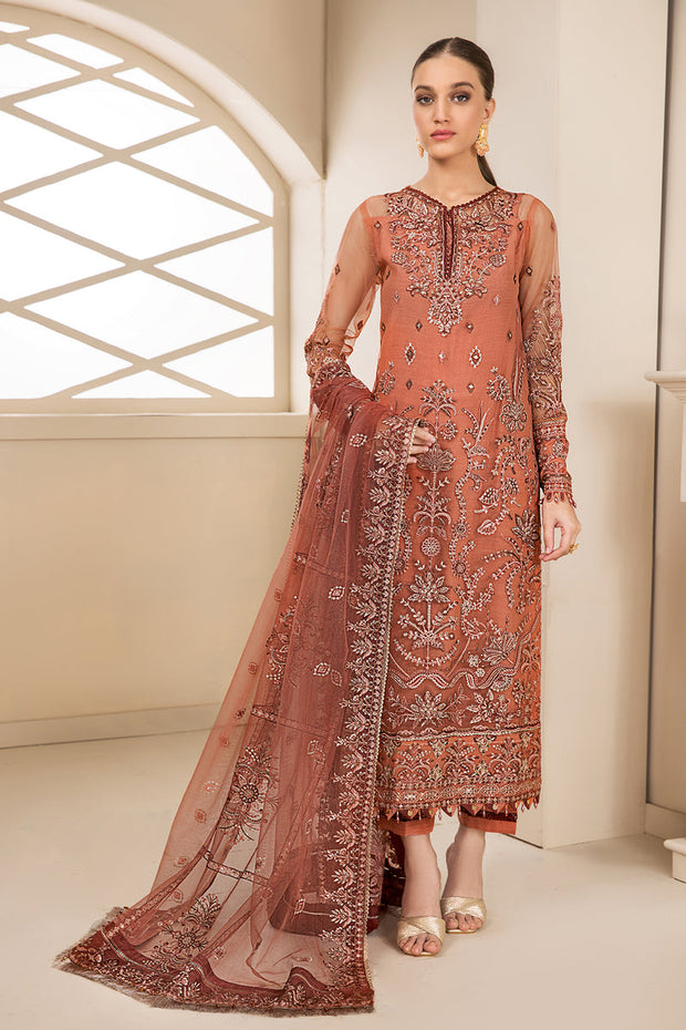 Orange Pink Embroidered Pakistani Salwar Kameez Dupatta Salwar Suit