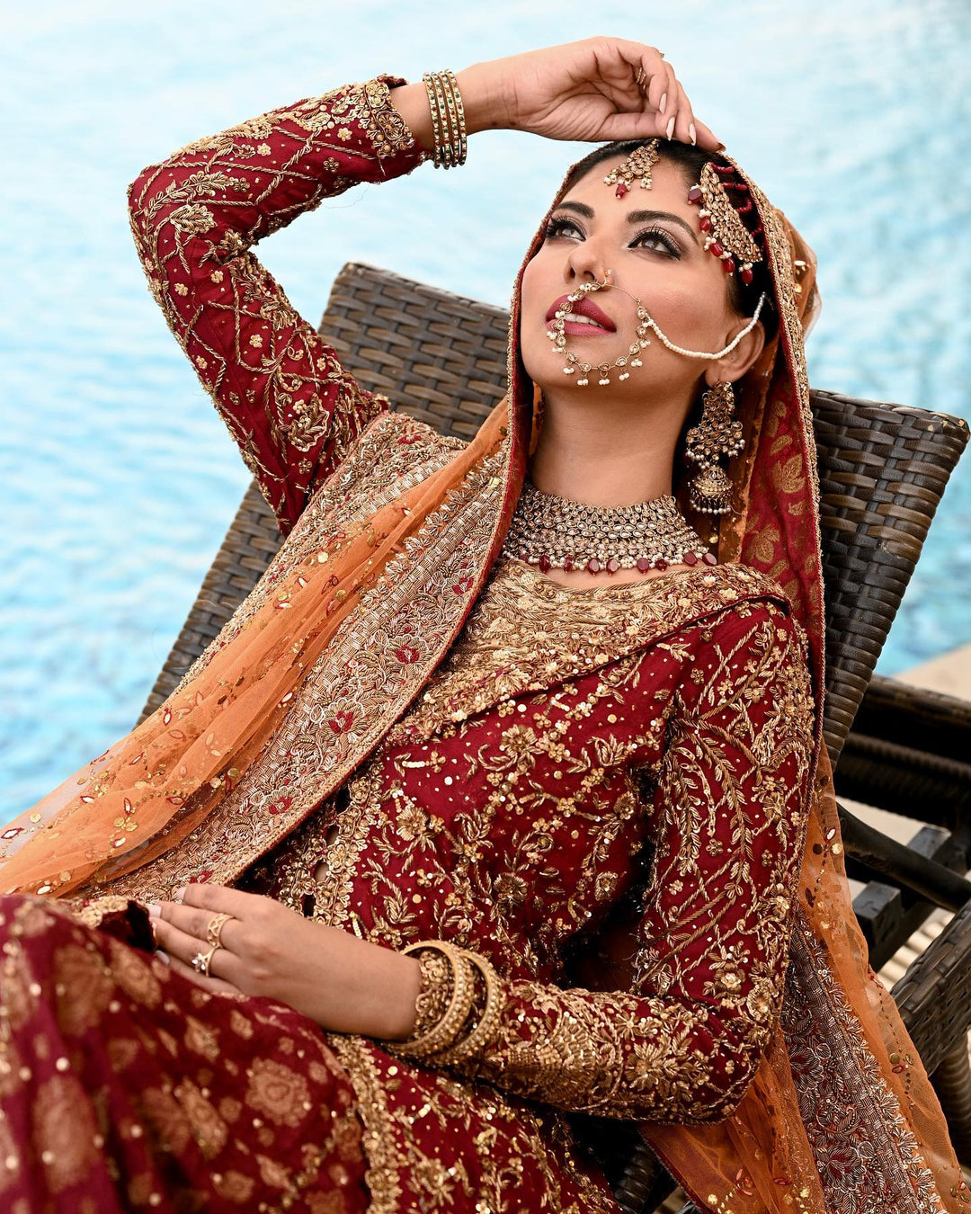 red and orange bridal dresses Orange Embroidered Lehenga: Pakistani Bridal Wedding Dress Eid