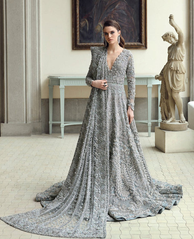 Pakistani Bridal Dress Classy Grey Dress Silver Grey Bridal Maxi Gown: Pakistani Wedding Reception Dress Pakistani Bridal Dress Classy Grey Dress Silver Grey Bridal Maxi Gown: Pakistani Wedding Reception Dress