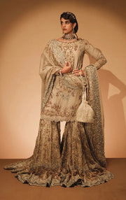 Pakistani Bridal Dress in Farshi Gharara Kameez Style