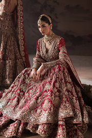 Pakistani Bridal Dress in Farshi Lehenga and Gown Style