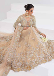 Pakistani Bridal Dress in Gold Pishwas Lehenga Style Online