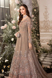 Pakistani Bridal Dress in Grey Lehenga and Pishwas Style