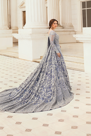 Pakistani Bridal Dress in Ice Blue Pishwas Style
