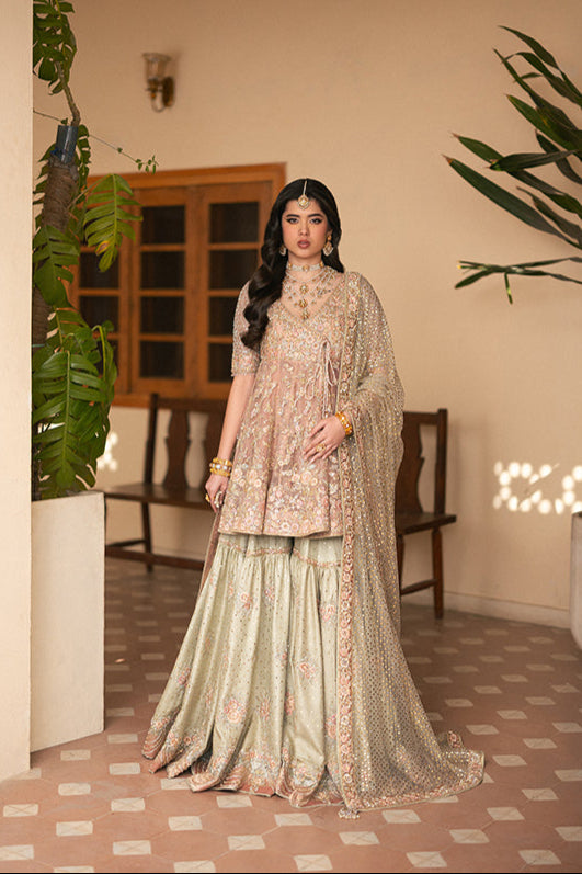 Pakistani Bridal Dress in Kameez Gharara Dupatta Style
