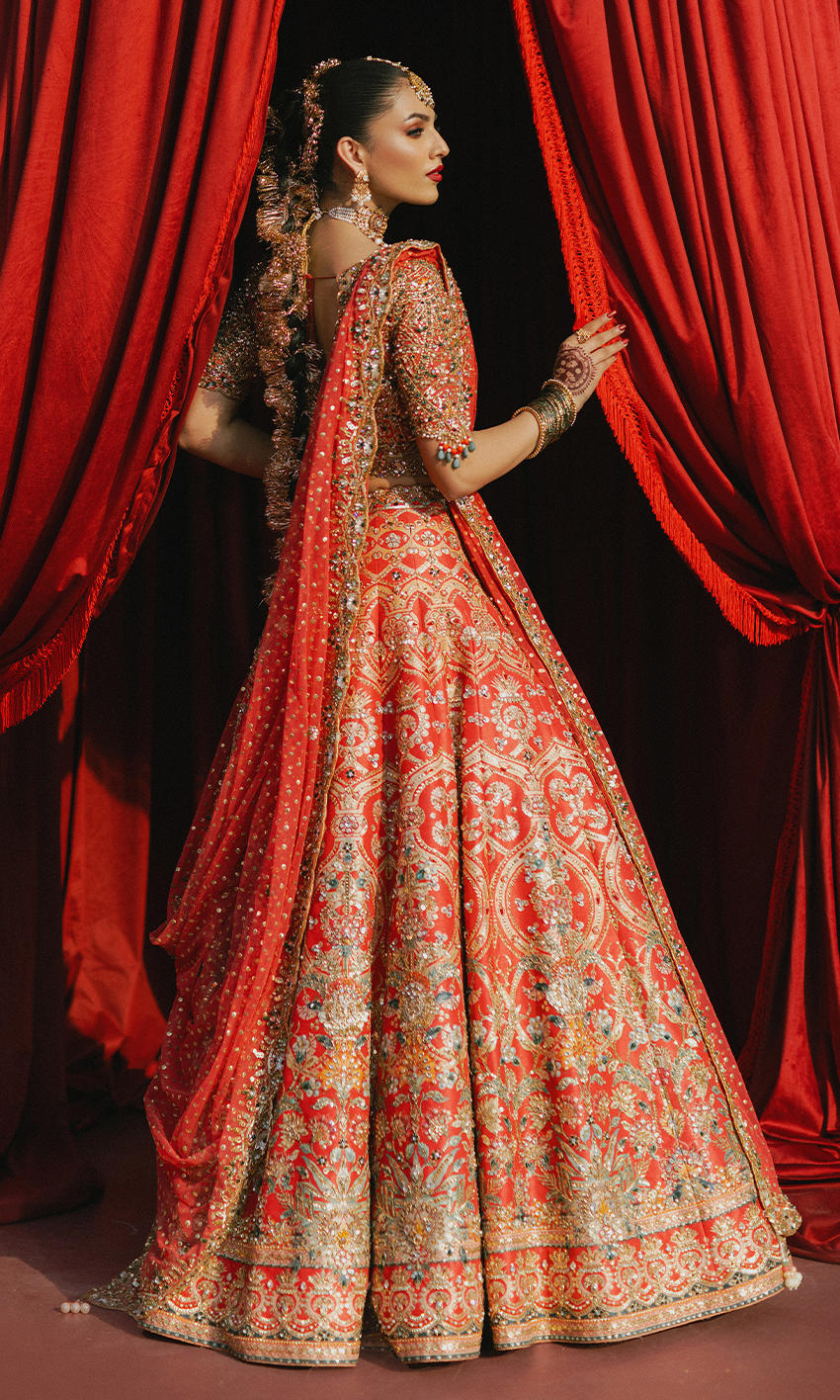 Pakistani Bridal Dress in Lehenga Dupatta Choli Style