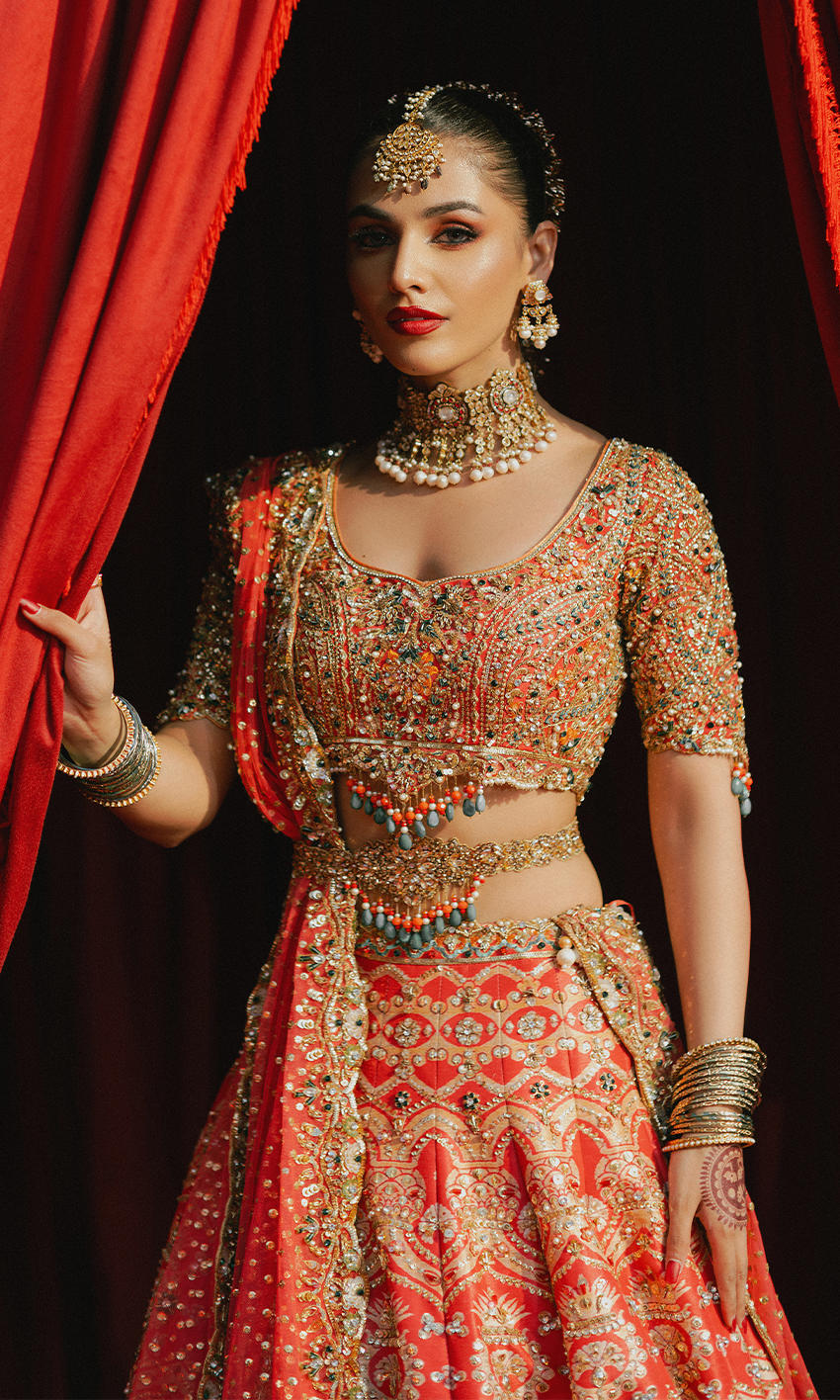 Pakistani Bridal Dress in Lehenga Dupatta Choli Style Online
